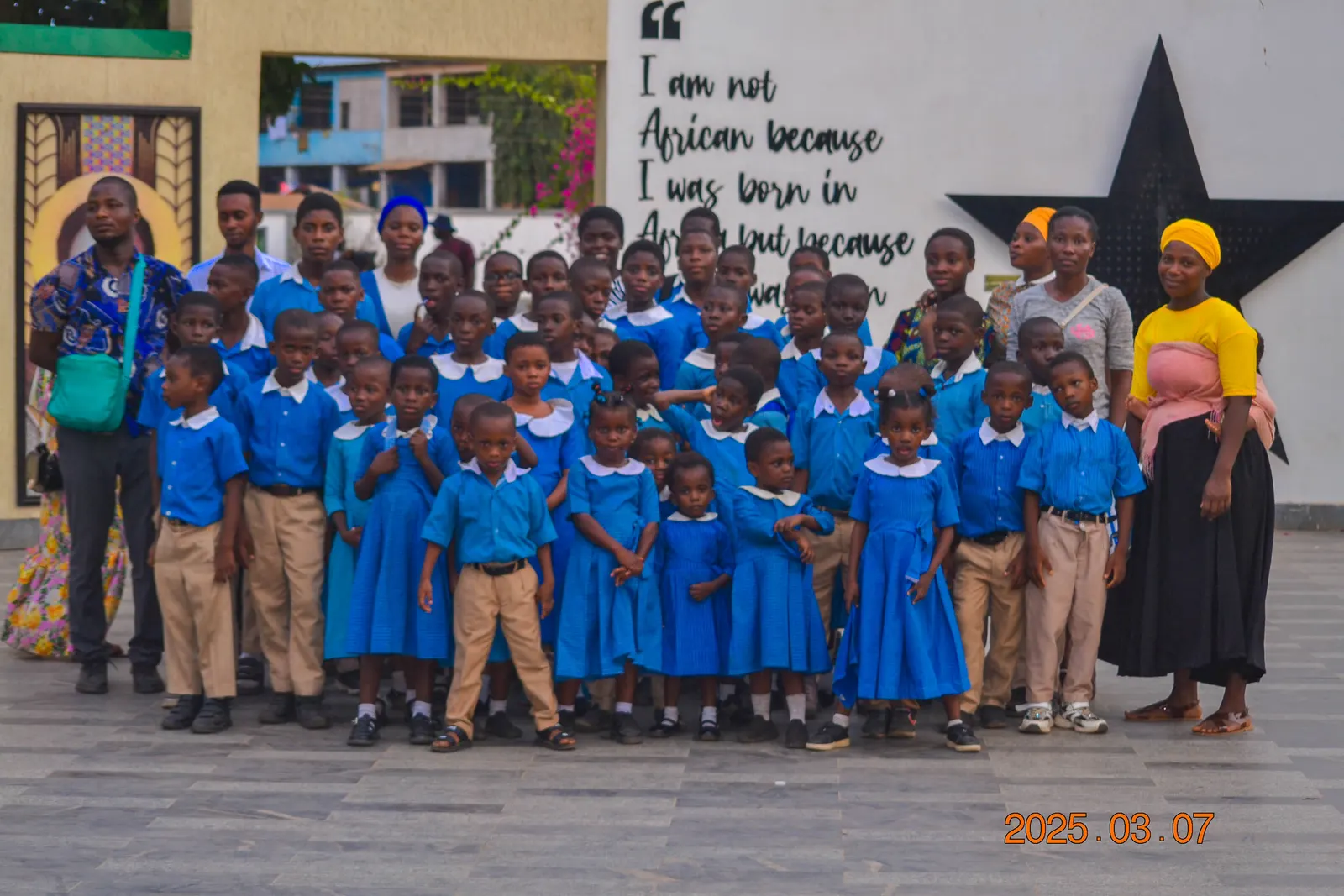 Heaven Waves International School pupils and staff at Black Star Square, Accra